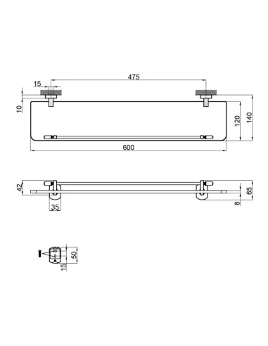 Полиця для ванної Q-Tap Liberty BLM 1153 скло, латунь - 2