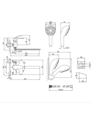 Змішувач для ванни Lidz CRM 43 79 005-1 New з виливом 320 мм - 2