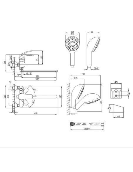 Змішувач для ванни Lidz CRM 43 79 005-1 New з виливом 320 мм - 2