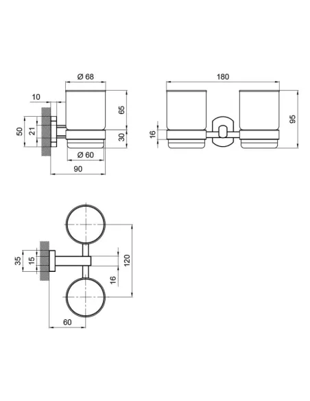 Склянка для ванної кімнати подвійна настінна Q-Tap Liberty BLM 1155 - 2