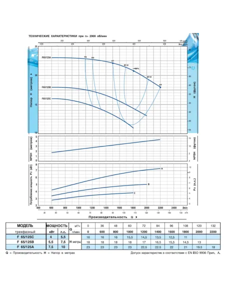 Центробежный поверхностный насос Pedrollo F 65/125C 4 кВт - 3