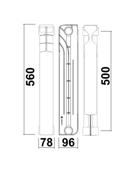 Радіатор біметалічний Gallardo BIPOWER 500/96, 10 секцій - 10