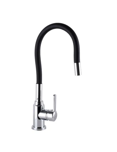 Смеситель для кухни с гибким изливом Domino Ellipse DCC-203L-Black черный гофрогусак - 2