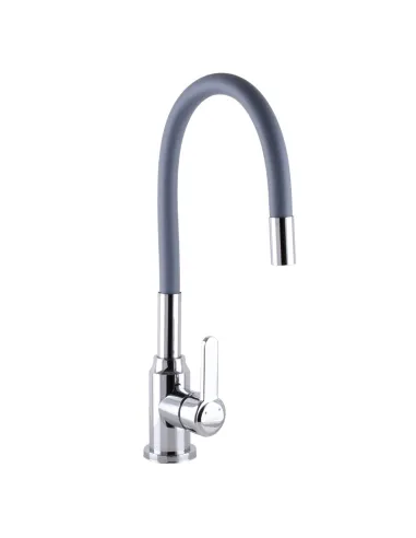 Смеситель для кухни с гибким изливом Domino Ellipse DCC-203L-Grey серый гофрогусак - 1