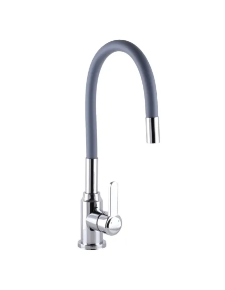 Смеситель для кухни с гибким изливом Domino Ellipse DCC-203L-Grey серый гофрогусак - 1