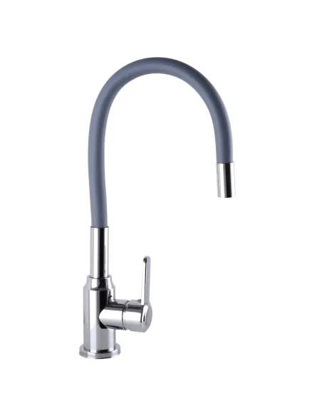 Смеситель для кухни с гибким изливом Domino Ellipse DCC-203L-Grey серый гофрогусак - 3