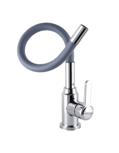 Смеситель для кухни с гибким изливом Domino Ellipse DCC-203L-Grey серый гофрогусак - 4