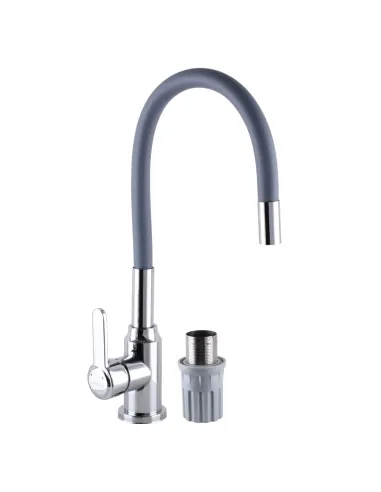 Смеситель для кухни с гибким изливом Domino Ellipse DCC-203L-Grey серый гофрогусак - 5