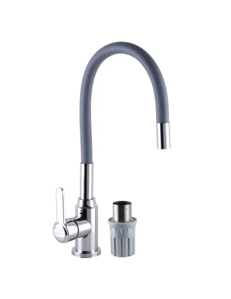 Смеситель для кухни с гибким изливом Domino Ellipse DCC-203L-Grey серый гофрогусак - 5