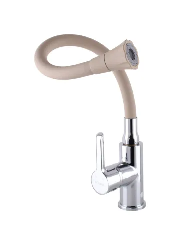 Змішувач для кухні Domino Prestige DPS-203SA-K15 бежевий гофрогусак із душовою насадкою - 2