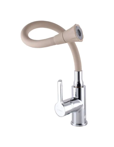 Змішувач для кухні Domino Prestige DPS-203SA-K15 бежевий гофрогусак із душовою насадкою - 2