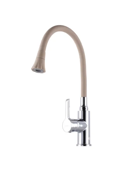 Змішувач для кухні Domino Prestige DPS-203SA-K15 бежевий гофрогусак із душовою насадкою - 1