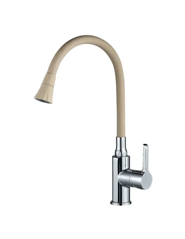 Змішувач для кухні Domino Prestige DPS-203SA-K15 бежевий гофрогусак із душовою насадкою - 4