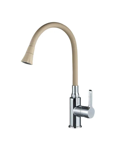 Змішувач для кухні Domino Prestige DPS-203SA-K15 бежевий гофрогусак із душовою насадкою - 4