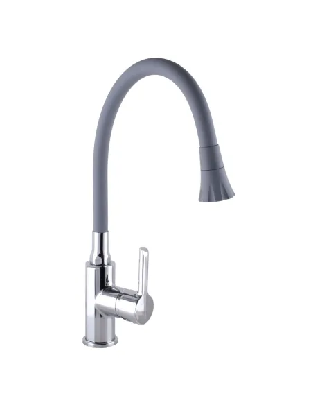 Смеситель для кухни с гибким изливом Domino Prestige DPS-203SA-G03 серый гофрогусак с душевой насадкой - 1