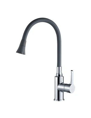 Смеситель для кухни с гибким изливом Domino Prestige DPS-203SA-G03 серый гофрогусак с душевой насадкой - 3