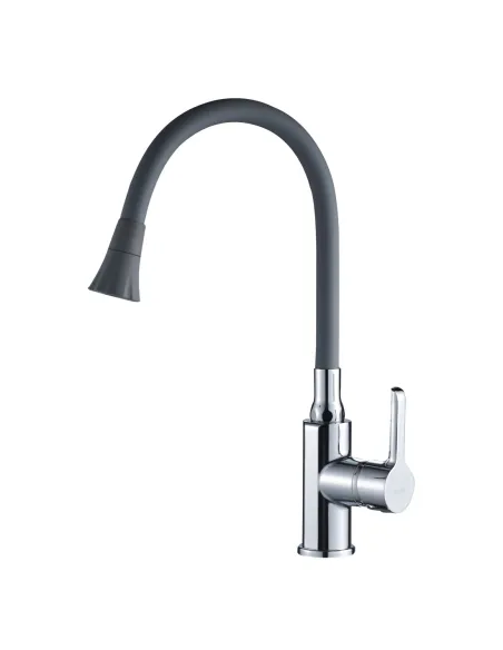 Смеситель для кухни с гибким изливом Domino Prestige DPS-203SA-G03 серый гофрогусак с душевой насадкой - 3