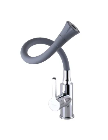 Смеситель для кухни с гибким изливом Domino Prestige DPS-203SA-G03 серый гофрогусак с душевой насадкой - 2