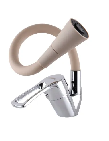 Змішувач для кухні Domino Sirius DSV-203SK-K15 бежевий гофрогусак із душовою насадкою - 2