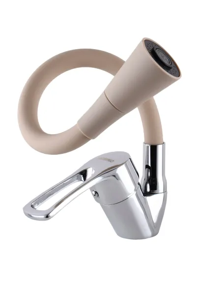 Змішувач для кухні Domino Sirius DSV-203SK-K15 бежевий гофрогусак із душовою насадкою - 2