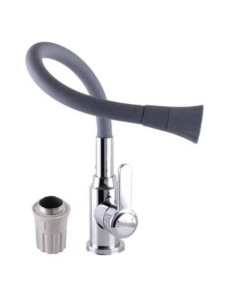 Змішувач для кухні Domino Ellipse DCC-203SA-G03 сірий гофрогусак із душовою насадкою - 2