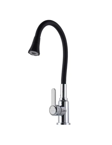 Змішувач для кухні Domino Ellipse DCC-203SA-B01 чорний гофрогусак із душовою насадкою - 4