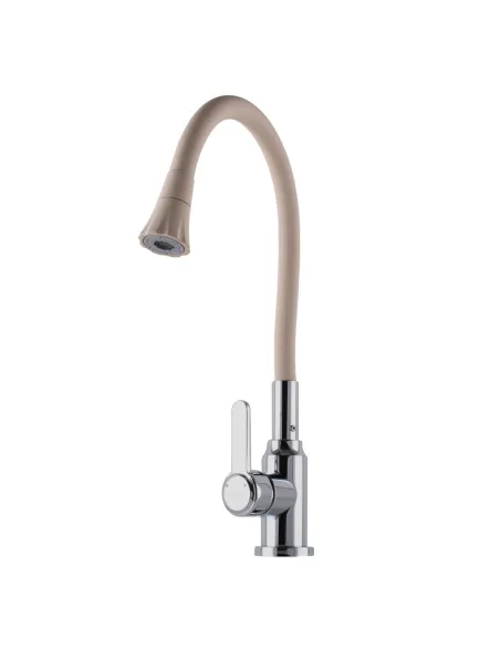 Смеситель для кухни с гибким изливом Domino Ellipse DCC-203SA-K15 бежевый гофрогусак с душевой насадкой - 1