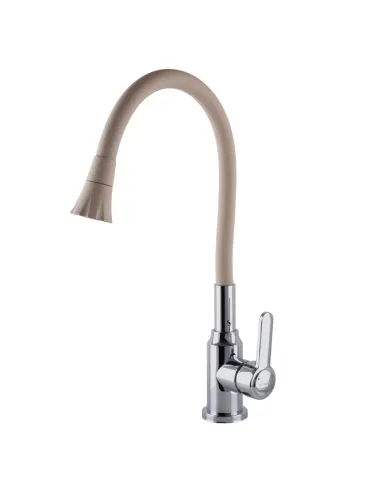Смеситель для кухни с гибким изливом Domino Ellipse DCC-203SA-K15 бежевый гофрогусак с душевой насадкой - 3