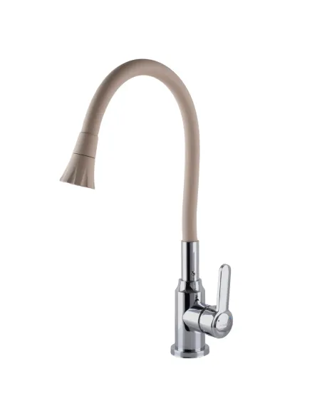 Смеситель для кухни с гибким изливом Domino Ellipse DCC-203SA-K15 бежевый гофрогусак с душевой насадкой - 3