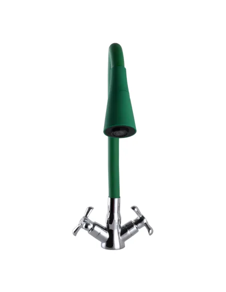 Змішувач для кухні Domino DK-H1-2N-103SK-G05 вентильний, зелений гофрогусак із душовою насадкою - 3