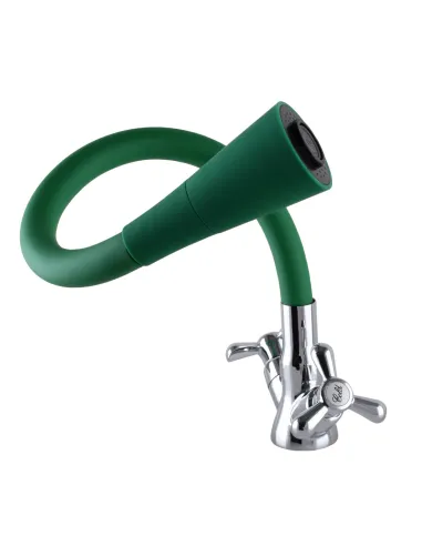 Змішувач для кухні Domino DK-H1-2N-103SK-G05 вентильний, зелений гофрогусак із душовою насадкою - 2