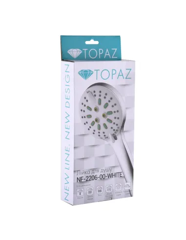 Лейка для душа ручная Topaz NF-2206-00-WHITE белый хром, шесть режимов - 3