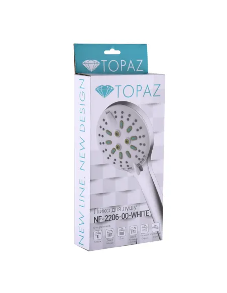 Лейка для душа ручная Topaz NF-2206-00-WHITE белый хром, шесть режимов - 3