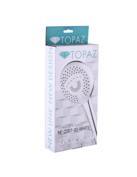 Лійка для душу Topaz NF-2207-00-WHITE білий хром, п`ять режимів, пластик - 4
