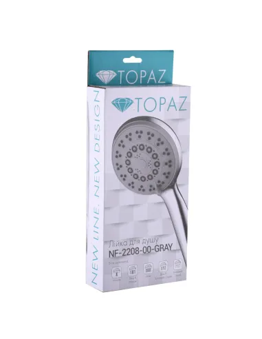 Лейка для душа ручная Topaz NF-2208-00-GRAY серый хром, пять режимов - 3