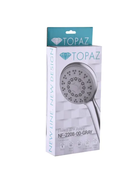 Лейка для душа ручная Topaz NF-2208-00-GRAY серый хром, пять режимов - 3