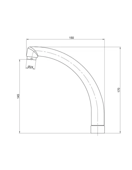 Излив для кухонного смесителя Lidz CRM 54 01 272 00, силумин, хром - 2