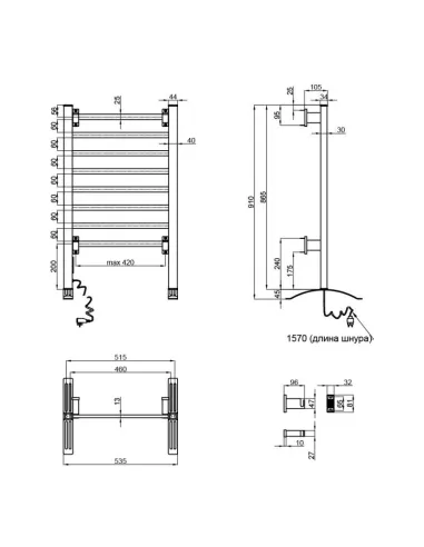 Полотенцесушитель электрический Q-Tap Arvin SIL 32708 с таймером - 2