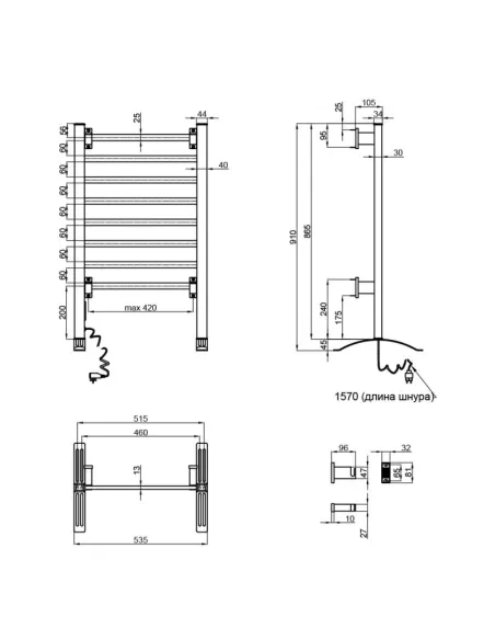 Полотенцесушитель электрический Q-Tap Arvin SIL 32708 с таймером - 2