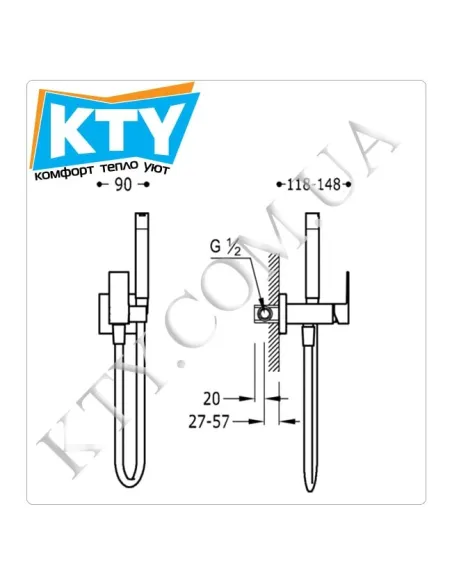 Смеситель для биде скрытого монтажа с гигиеническим душем Tres Slim-Tres 006.123.01 хром - 1