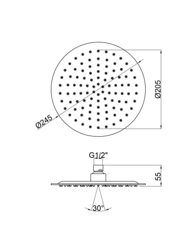 Лійка для верхнього душу Lidz CRM 51 10 103 25, 25 см - 2