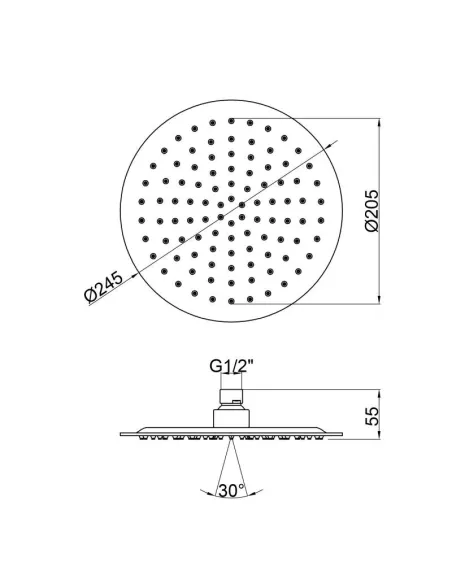 Лійка для верхнього душу Lidz CRM 51 10 103 25, 25 см - 2