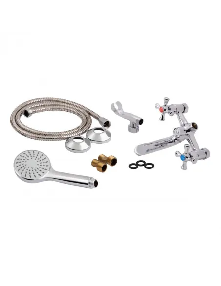 Змішувач для ванни двовентильний Lidz CRM 75 21 142 з душовим набором. - 5