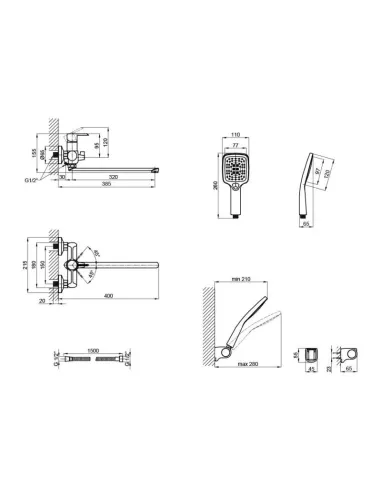 Змішувач для ванни Q-Tap Grand WCR 005, білий, з душовим набором - 2