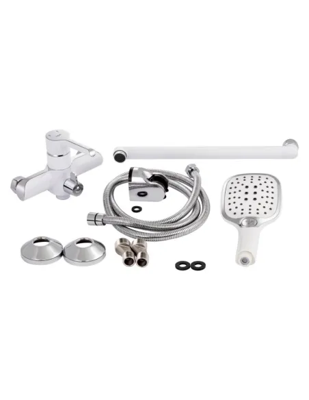 Змішувач для ванни Q-Tap Grand WCR 005, білий, з душовим набором - 8