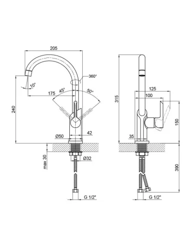 Смеситель для кухни Q-Tap Grand WCR 007F, латунь, хром, белый - 2