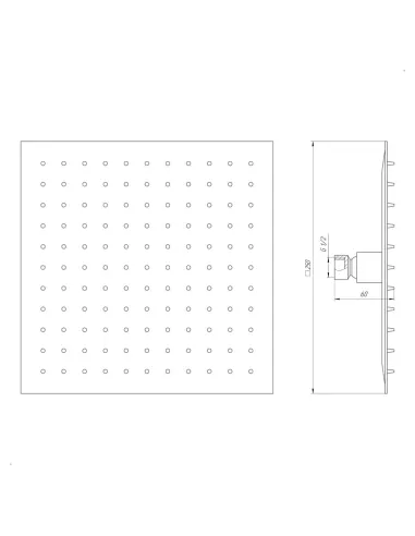 Лейка для верхнего душа квадратная Globus Lux ST-0250-Q нержавеющая сталь, 250х250 мм - 3
