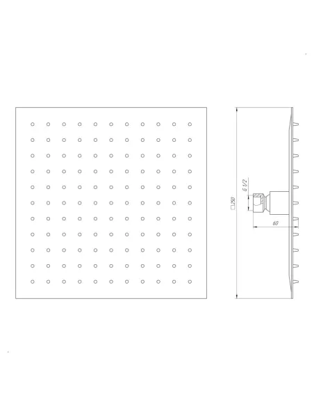 Лейка для верхнего душа квадратная Globus Lux ST-0250-Q-BB черная нержавеющая сталь, 250х250 мм - 5