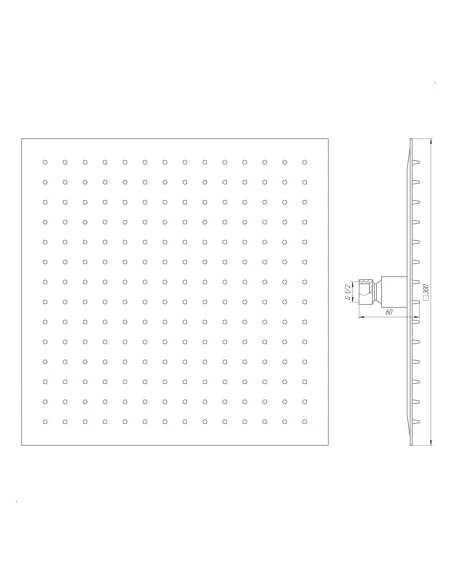 Лейка для верхнего душа квадратная Globus Lux ST-0300-Q-BB черная нержавеющая сталь, 300х300 мм - 5