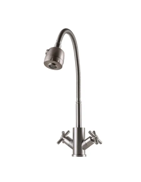 Двухвентильный смеситель для кухни из нержавеющей стали Globus Lux Dukat SD4-G203S с гибким изливом - 1